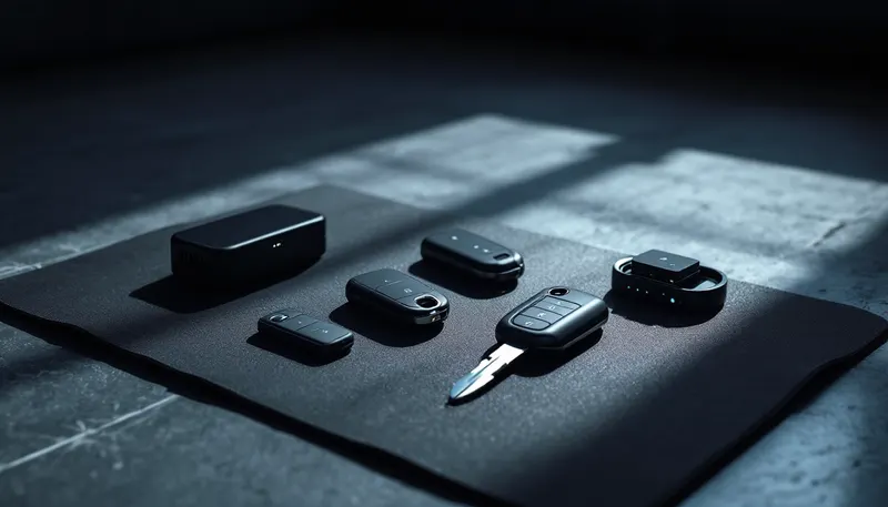 Smart keys and a programming interface laid out for a European car key job in Dallas