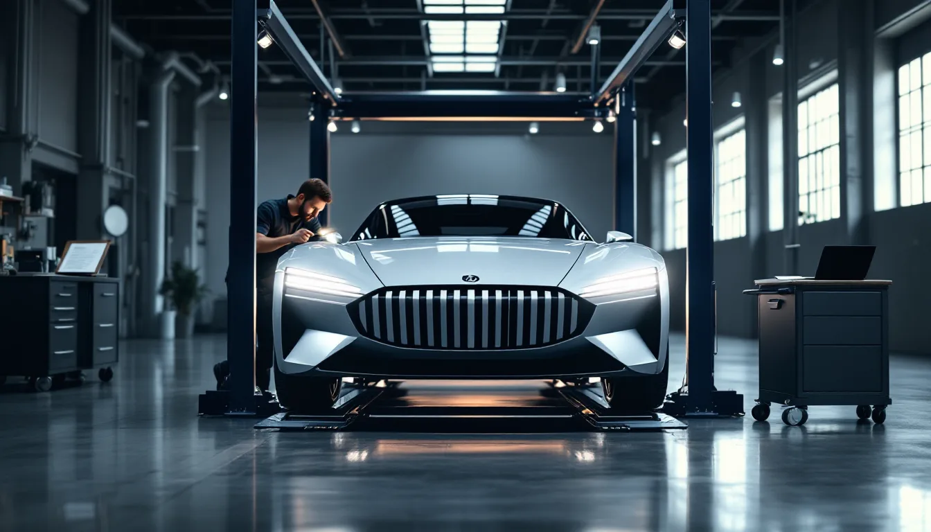 Used European coupe on a lift during a pre-purchase inspection with a written report in Dallas
