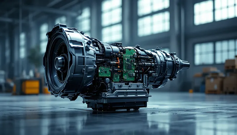 Dual-clutch gearbox open with the mechatronic unit removed during a transmission repair in Dallas