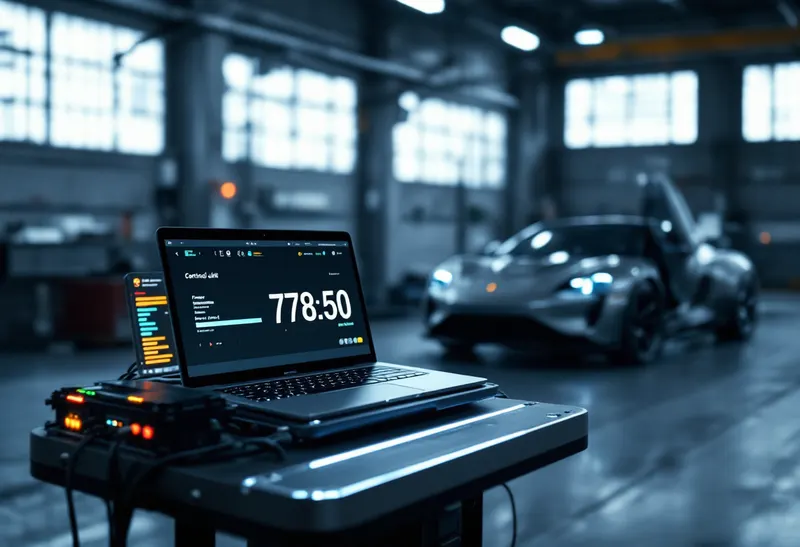 Control unit flash in progress through a pass-through interface with a regulated supply on a European car in Dallas
