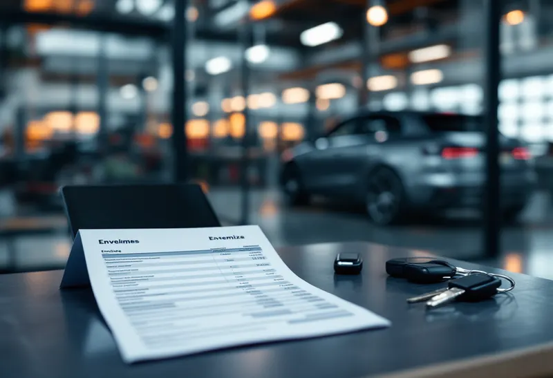 Written estimate and smart keys at the service desk of a Dallas European specialist